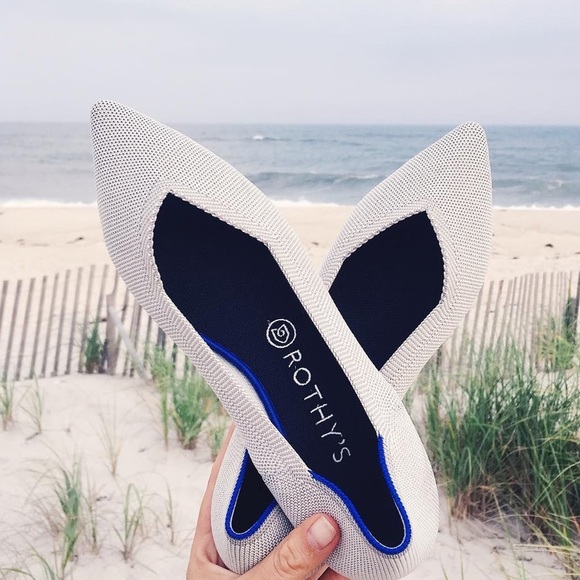 NWOT Rothy's The Point Ballet Flat Shoes Flax Birdseye Women's Size 7 - Picture 1 of 11